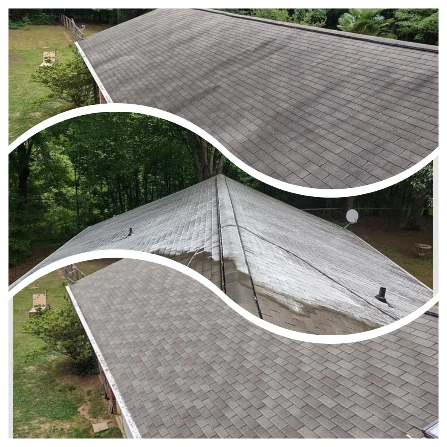 Roof treatment being applied to an asphalt shingle roof by NextGen Power Wash